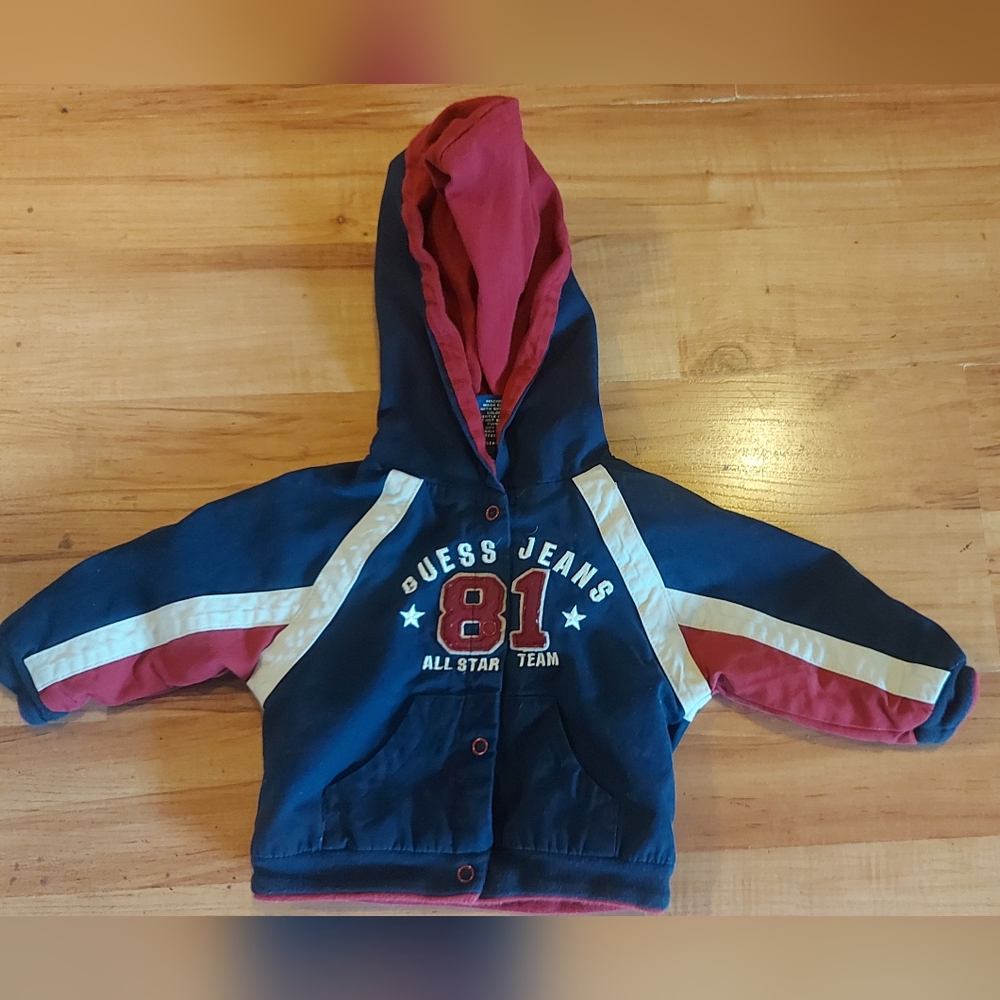 Guess Baby Boys' Navy Blue / Maroon Hoodie 6 - 9 Months